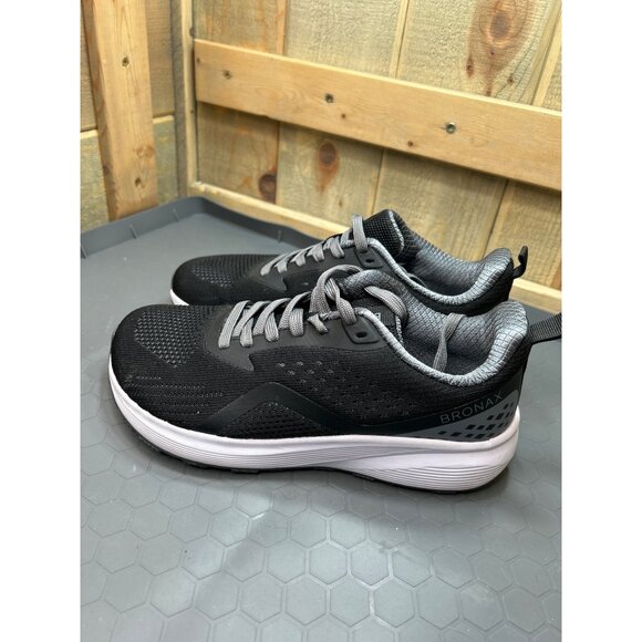 Bronax Mens Size 7.5 Breathable Mesh Running Shoes Black & Grey - Picture 5 of 8
